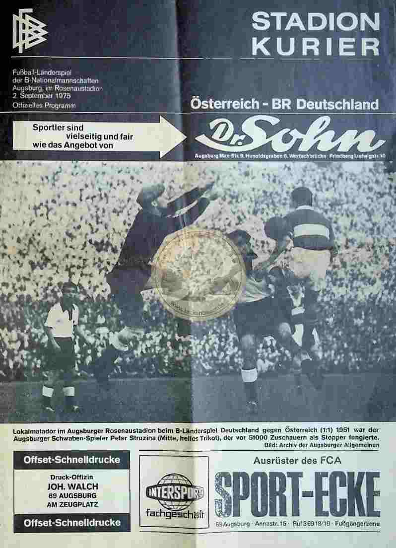 1975 September 2. Stadion Kurier Österreich - BR Deutschland