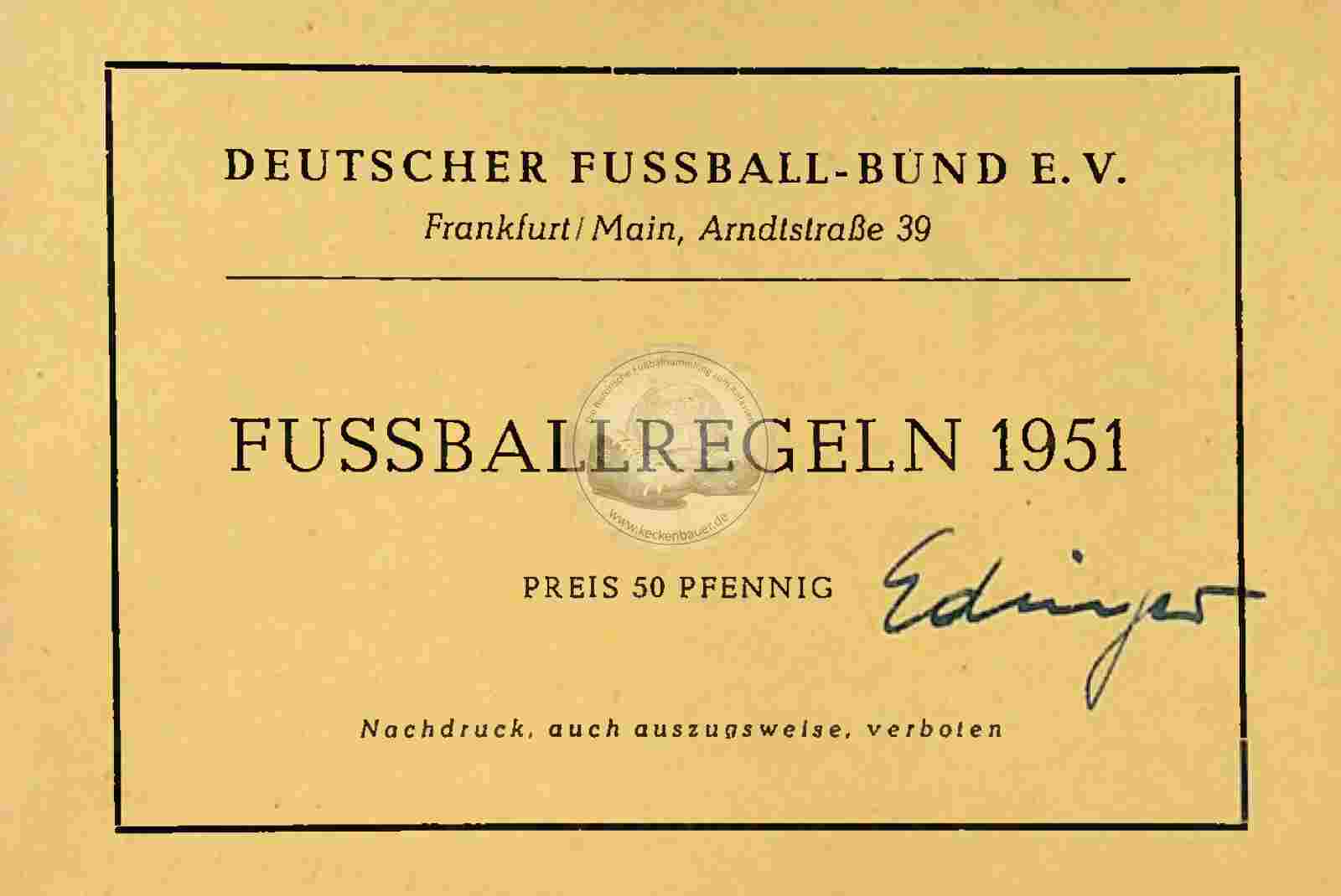 1951 Fussballregeln DFB