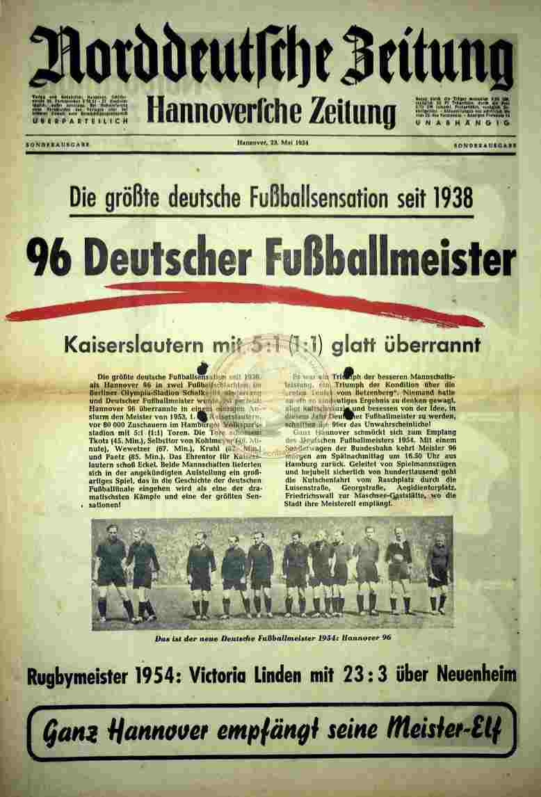 1954 Mai 23. Norddeutsche Zeitung Sonderausgabe