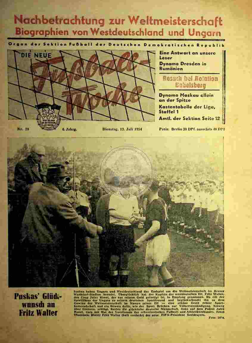 1954 Juli 13. Die neue Fußball-Woche Nr 28