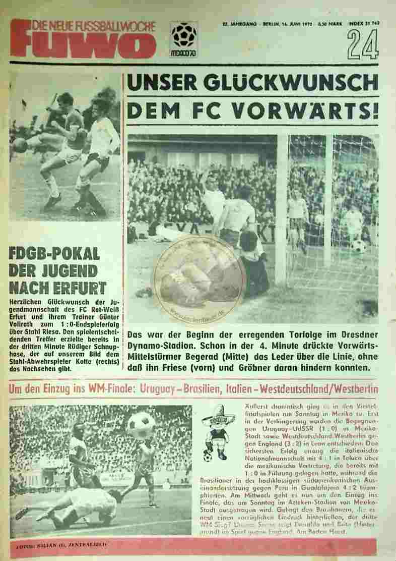 1970 Juni 16. Die neue Fussballwoche fuwo Nr. 24