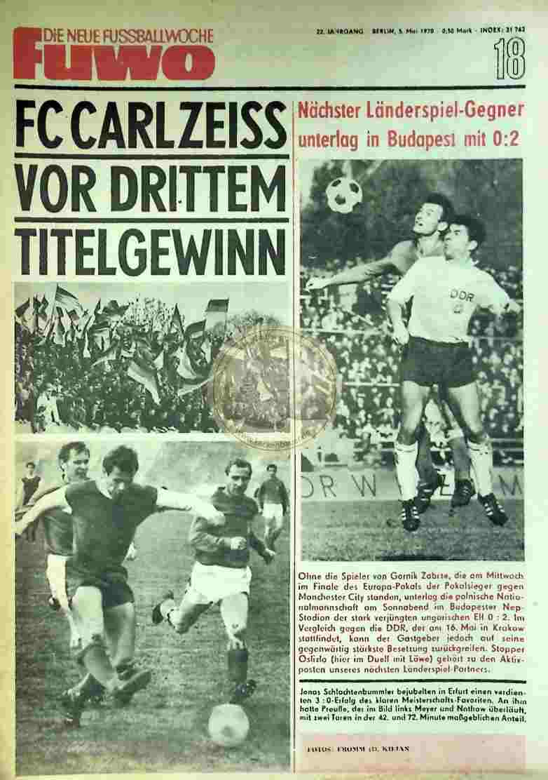 1970 Mai 5. Die neue Fussballwoche fuwo Nr. 18