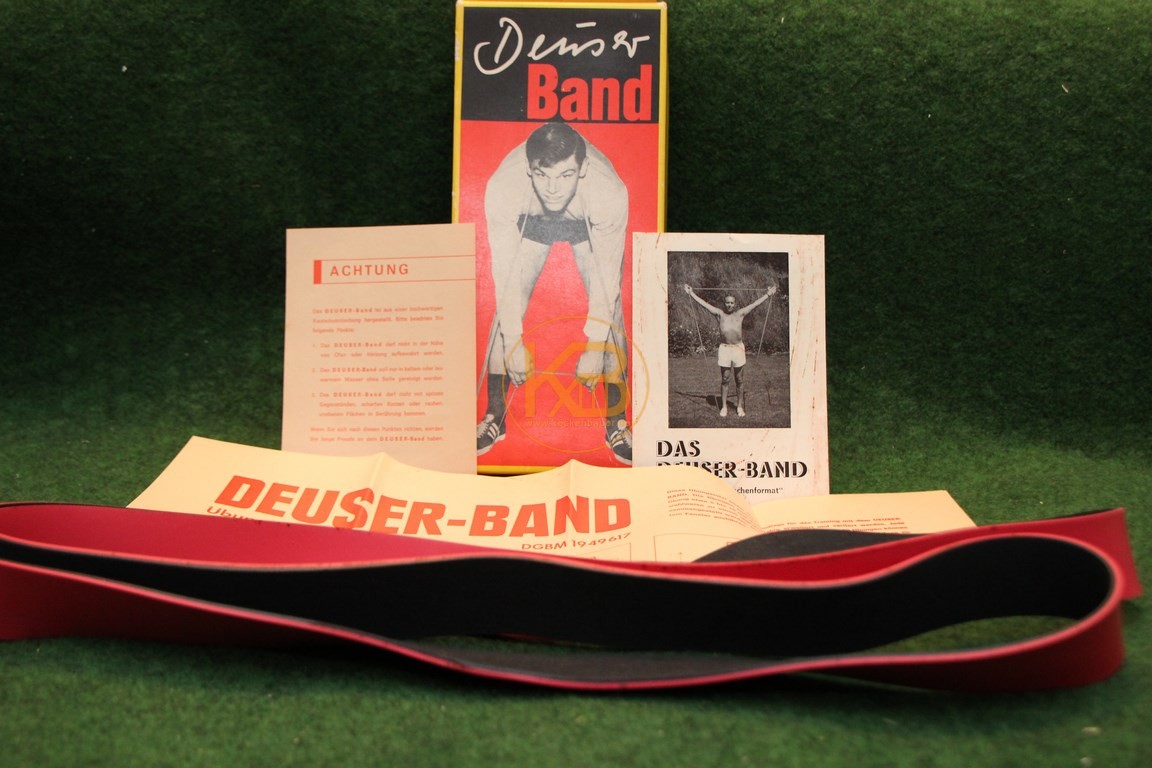 Original Deuser Band inkl Trainingsplakat, Hinweiszetteln und Originalverpackung aus den späten 60ern.