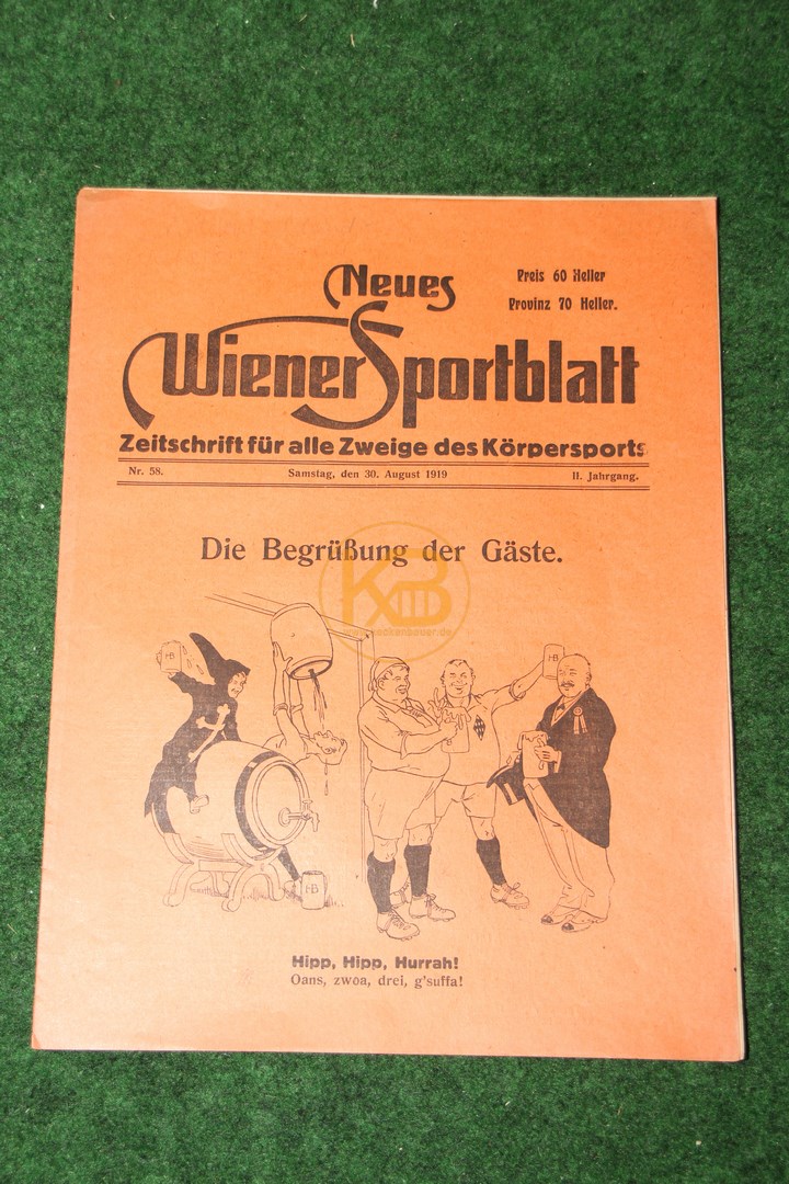 Neues Wiener Sportblatt vom 30.08.1919.