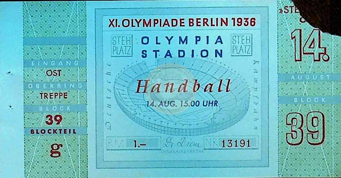 19360814 Olympia Handball Ticket a