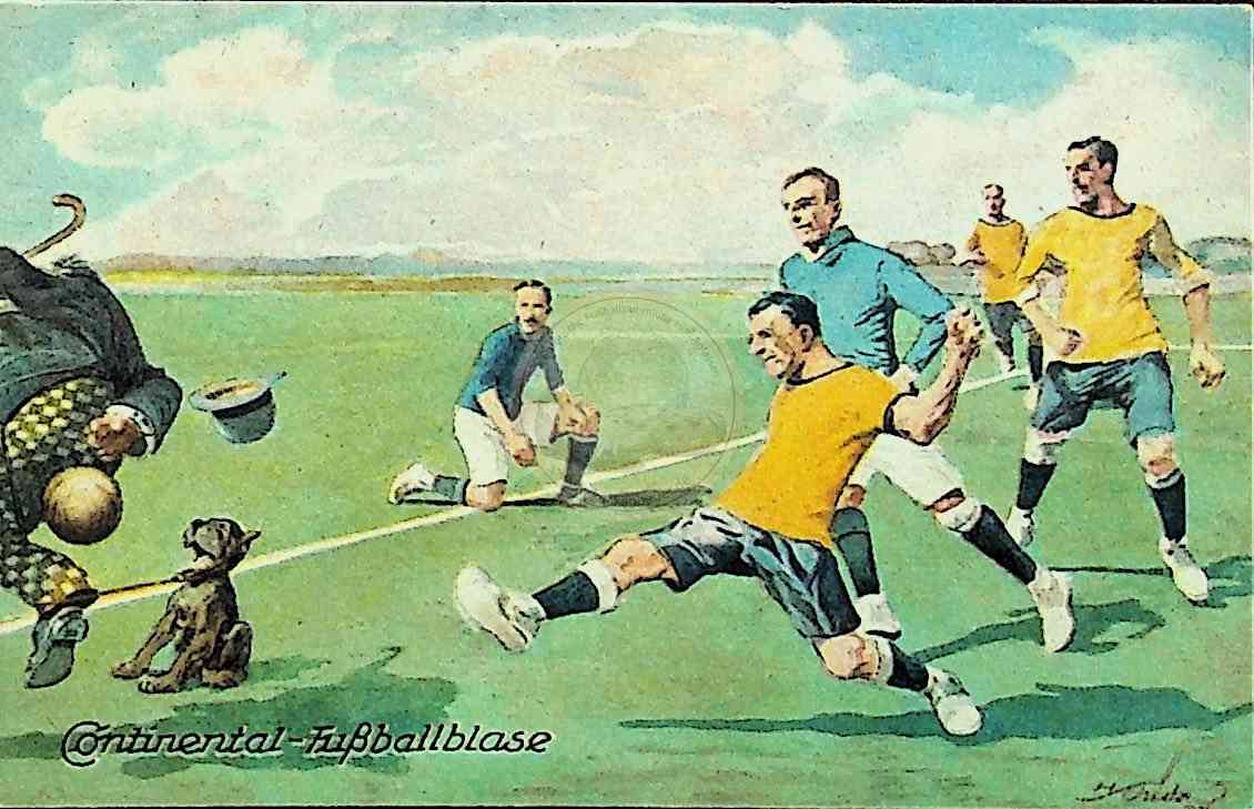 Alte Postkarte von der Continental Fußballblase 