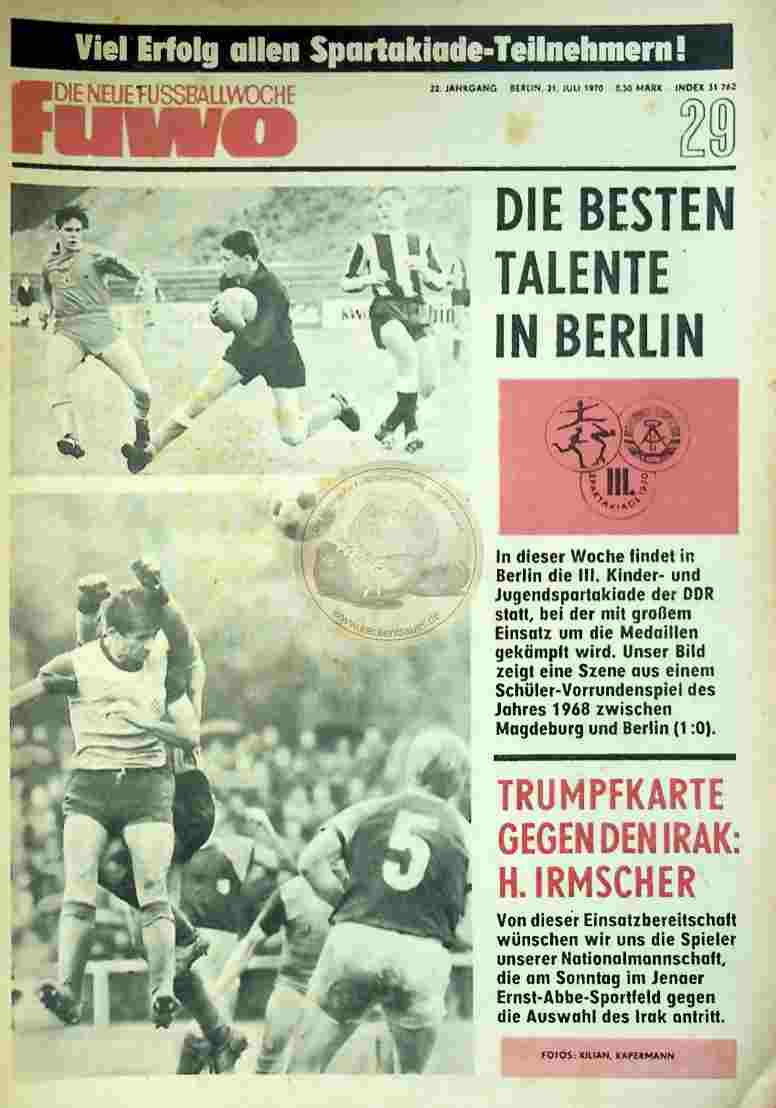 1970 Juli 21. Die neue Fussballwoche fuwo Nr. 29