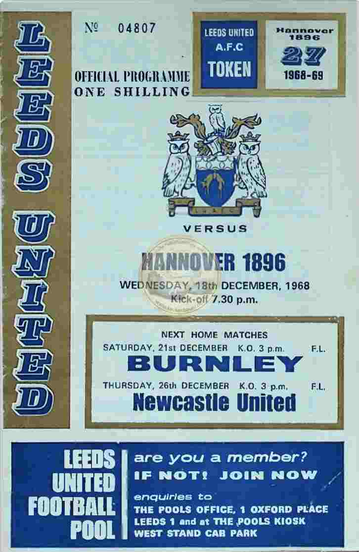 1968 Dezember 18. Programm Leeds United Hannover 96