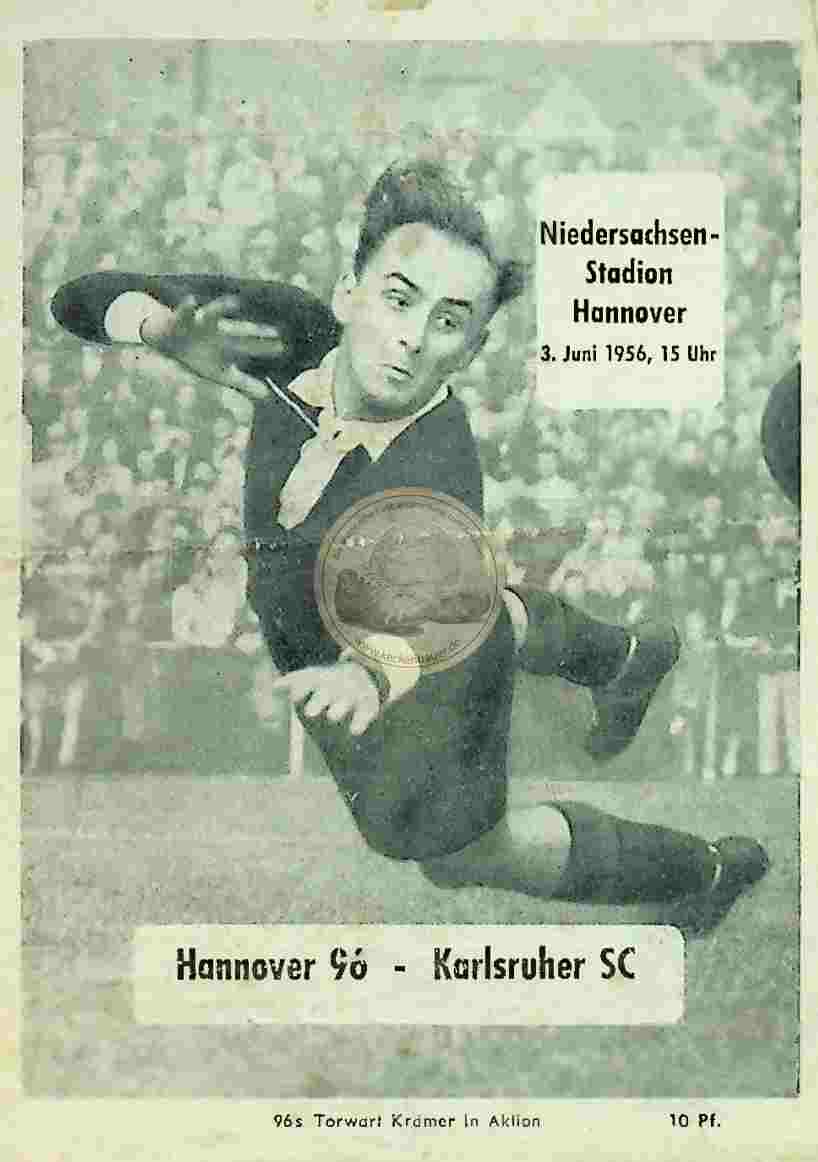 1956 Juni 3. Programheft Hannover vs Karlsruhe