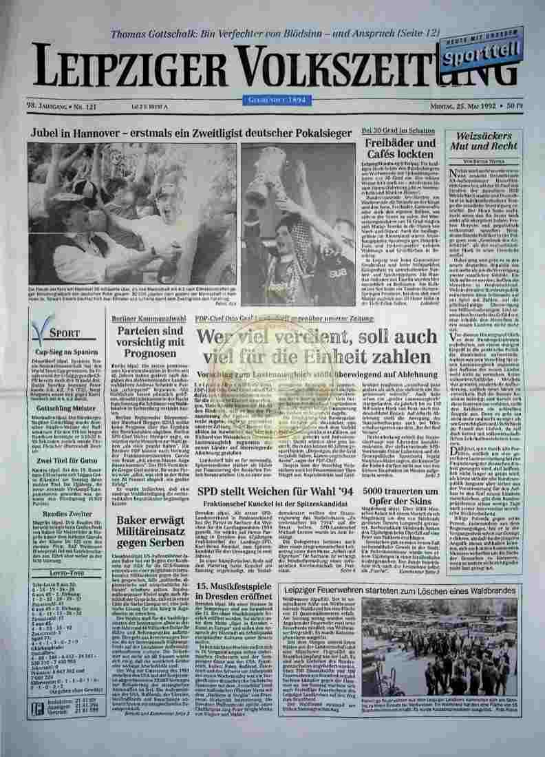 1992 Mai 25. Leipziger Volkszeitung (Auszug)