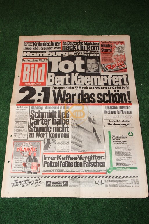 Bild-Zeitung am Tag nach dem Gewinn der Europameisterschaft 1980.