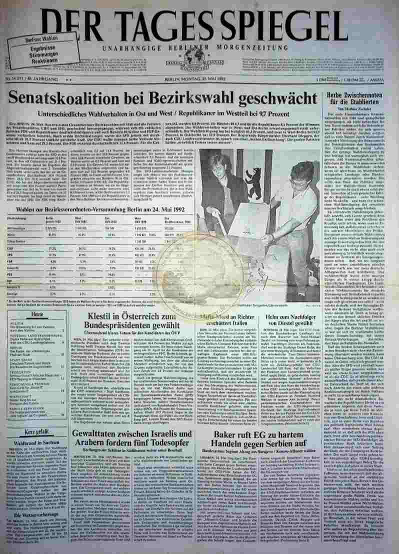 1992 Mai 25. Der Tagesspiegel (Auszug)