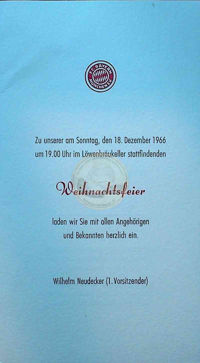 19661218 Einladung FC Bayern Weihnachtsfeier