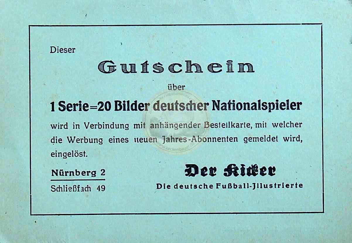 Kicker Bestellkarte 1930er Jahre 