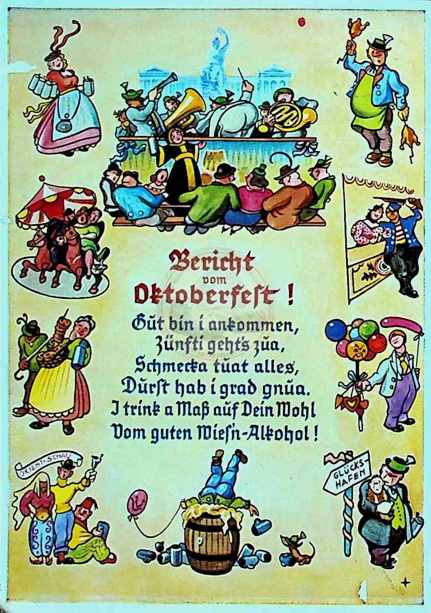 19630922 Postkarte vom Oktoberfest mit den Autogrammen von 1860 München