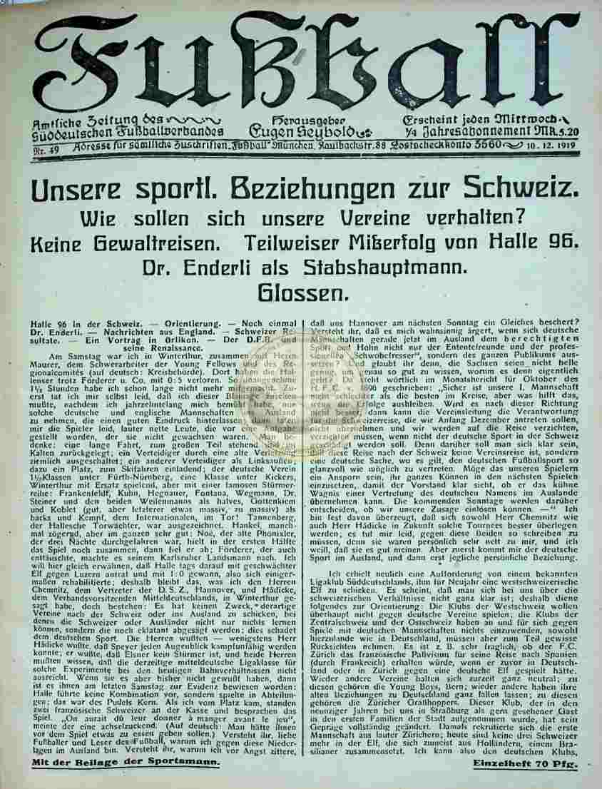 1919 Dezember 10. Fußball Nr.49