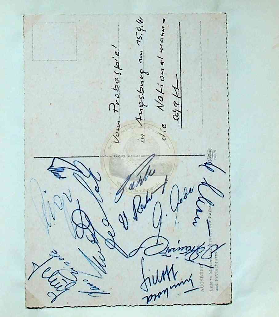 45 19650915 Autogramme Nationalmannschaft gegen Süddeutschland in Augsburg