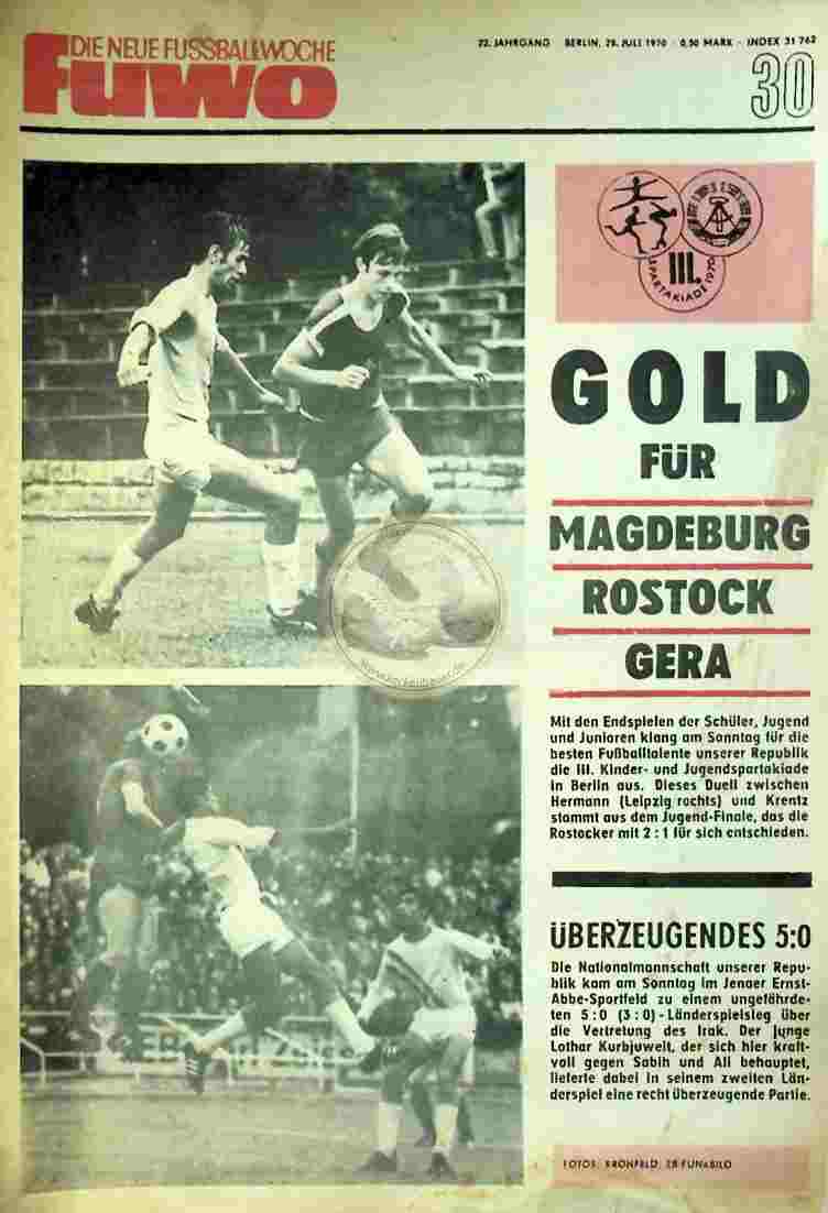 1970 Juli 28. Die neue Fussballwoche fuwo Nr. 30