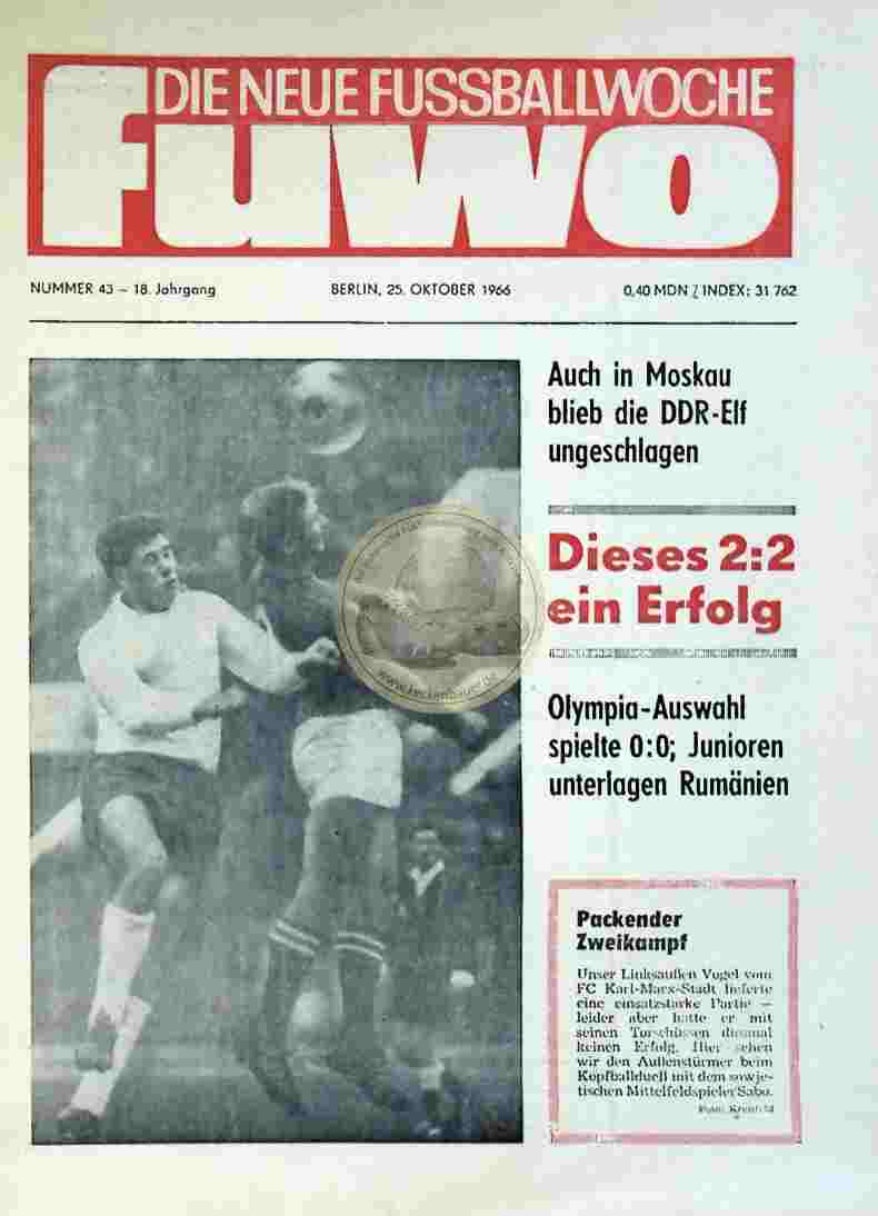 1966 Oktober 25. Die neue Fussballwoche FuWo Nr. 43