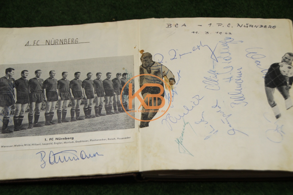Original Autogramme vom 1. FC Nürnberg vom 11.03.1962