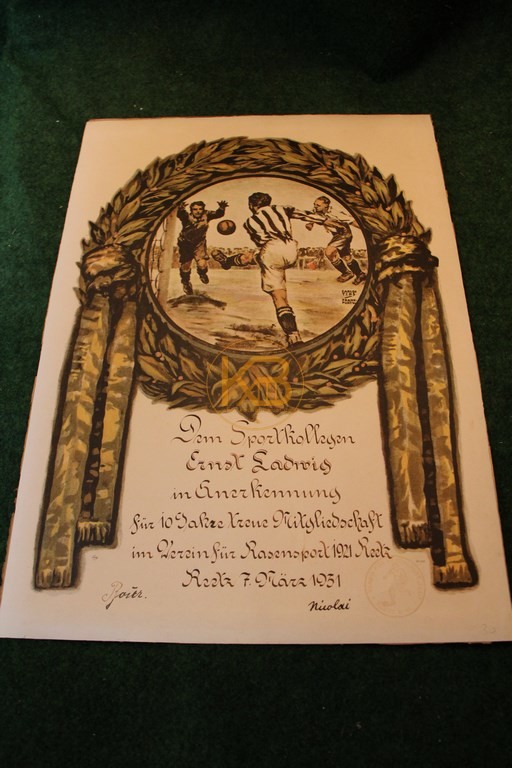 Lithographie von Carlo Tips 1931 des VfR Reetz 1921.