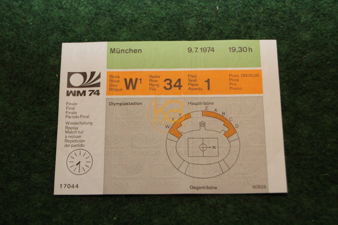 Eintrittskarte passend zu den Druckplatten der WM 1974 für ein damals mögliches Wiederholungsspiel