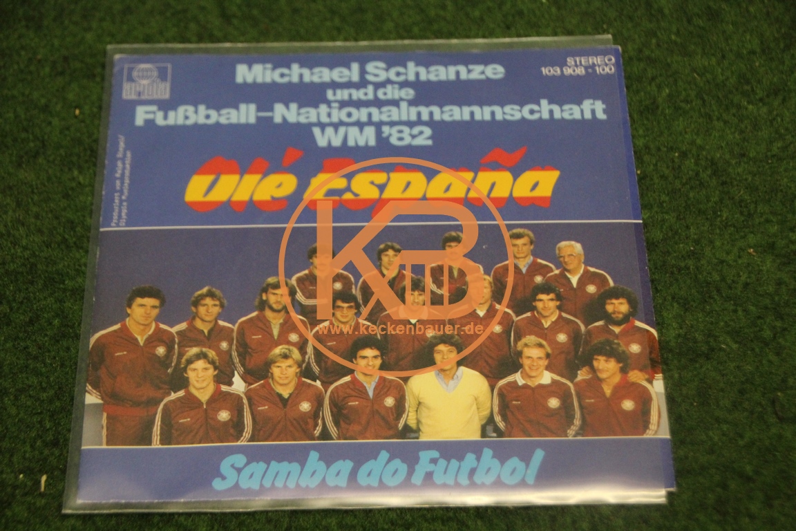 Platte von Michael Schanze und der deutschen Nationalmannschaft mit Olé Espana zur Weltmeisterschaft 1982 in Spanien