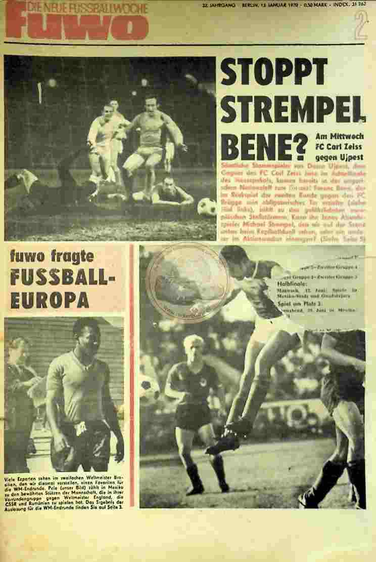 1970 Januar 13. Die neue Fussballwoche fuwo Nr. 2