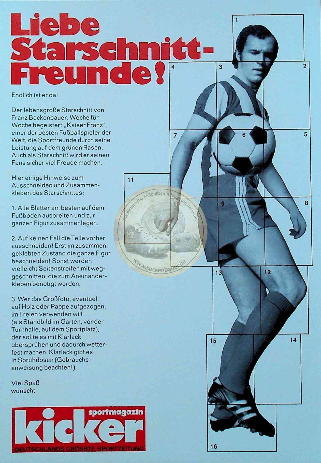 Kicker Starschnitt Franz Beckenbauer 