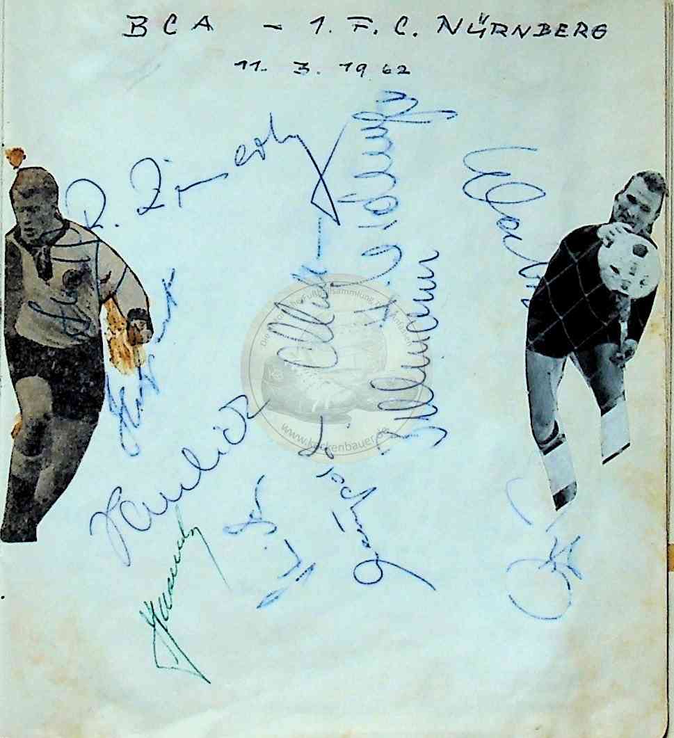 9 19620311 Autogramme vom Spiel Augsburg Nürnberg