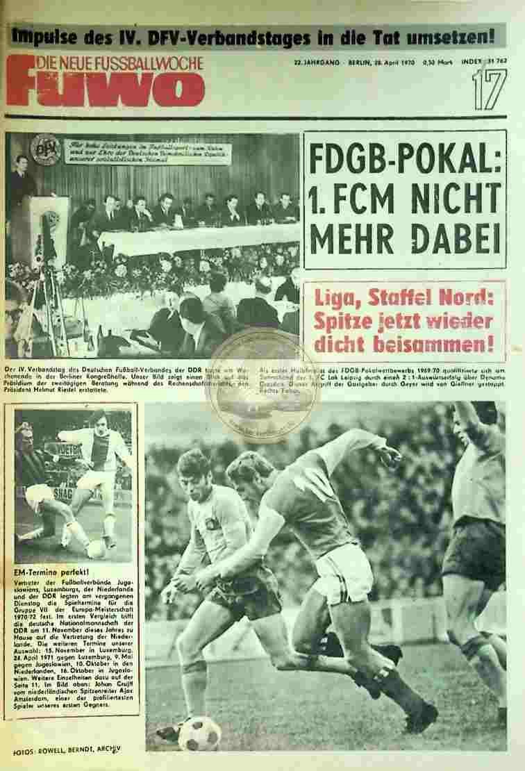 1970 April 28. Die neue Fussballwoche fuwo Nr. 17