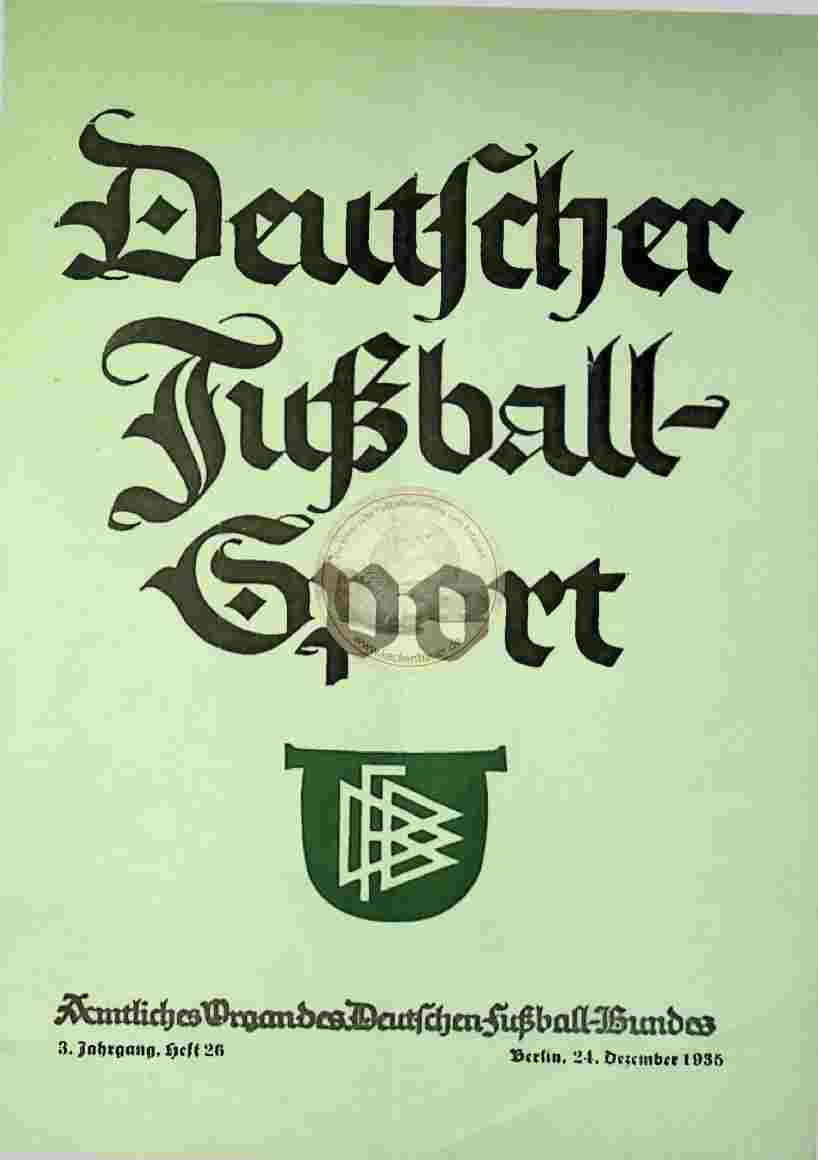 1935 Dezember 24. Deutscher Fußball Sport Jahrg. 3 Heft 26