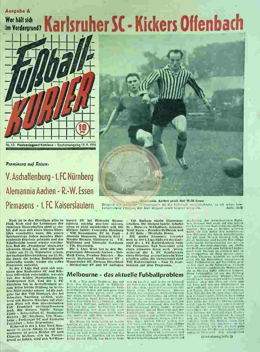 1956 September 15. Fußballkurier Nr. 12