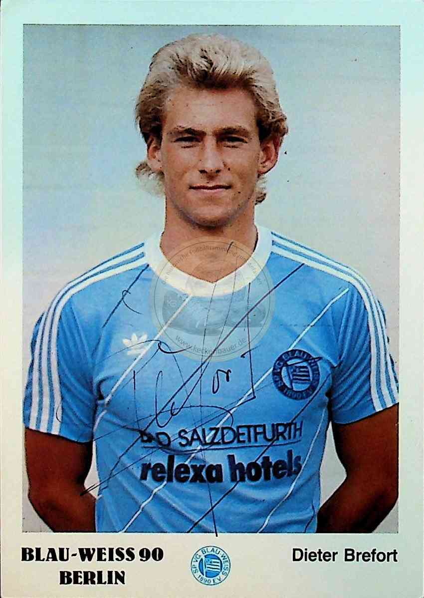 Autogrammkarte von Dieter Brefort Blau Weiss 90 Berlin