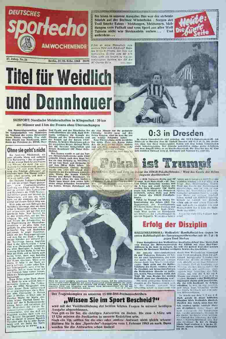 1963 Februar 22./23. Sportecho am Wochenende Nr. 34