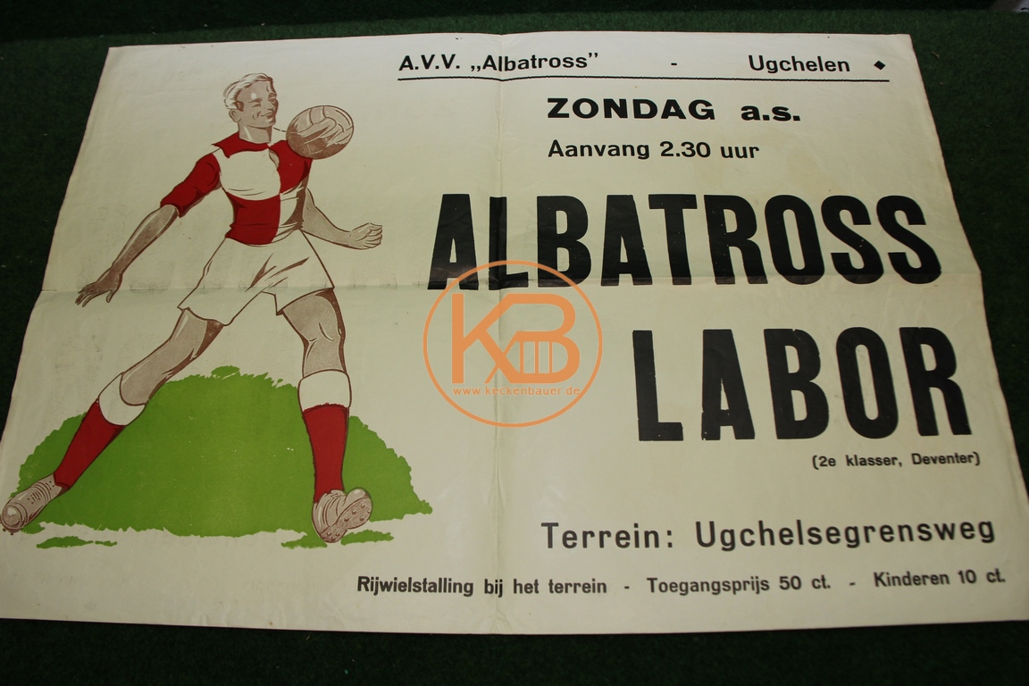 Spielankündigungsplakat aus den 1960ern. Van Albatros gegen Labor Niederlande.