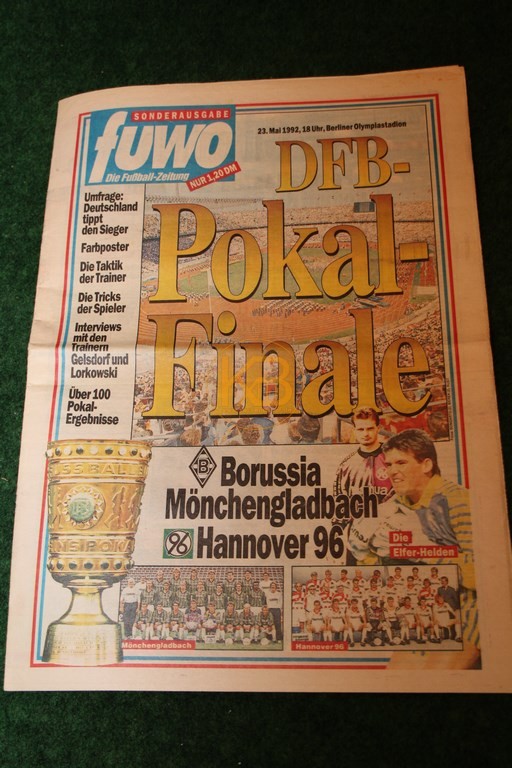 Fußball-Woche Sonderausgabe zum DFB-Pokal Finale 1992 Gladbach gegen Hannover 96.