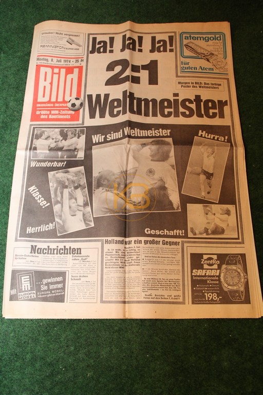 Bild-Zeitung am Tag nach dem Gewinn der Weltmeisterschaft 1974.