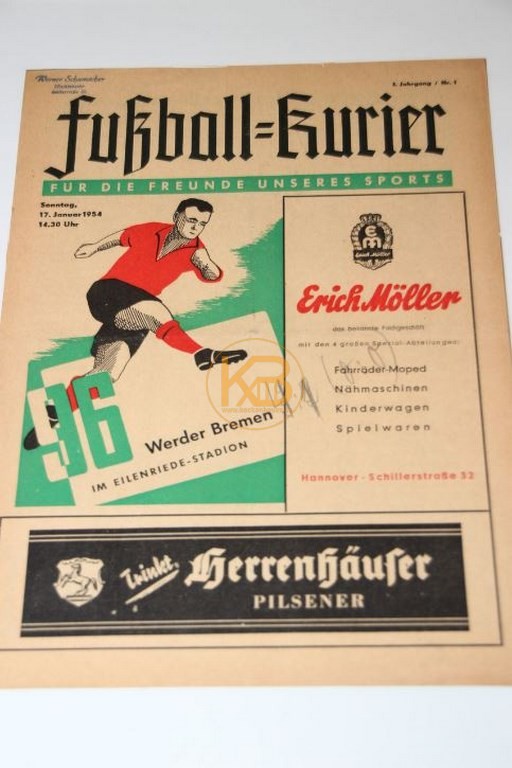 Der Fussballkurier vom 15. August 1954. Die erste Stadionzeitschrift von Hannover 96.