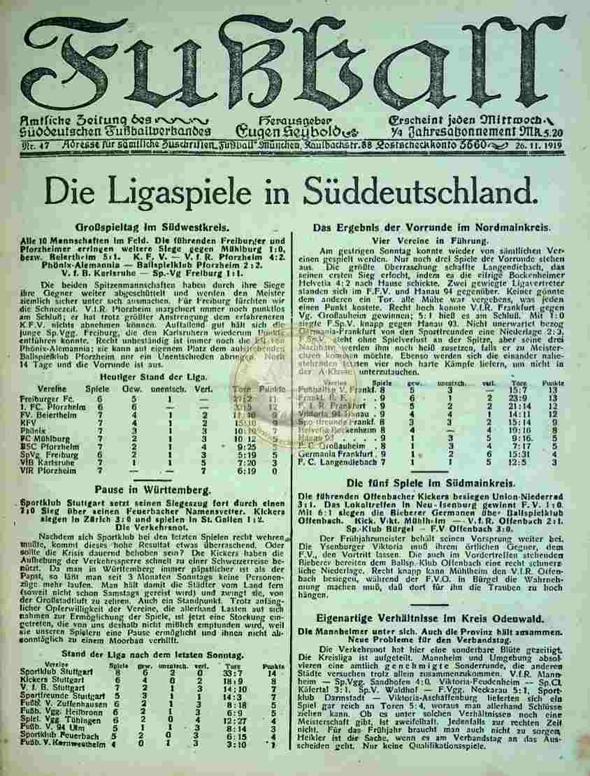 1919 November 26. Fußball Nr.47