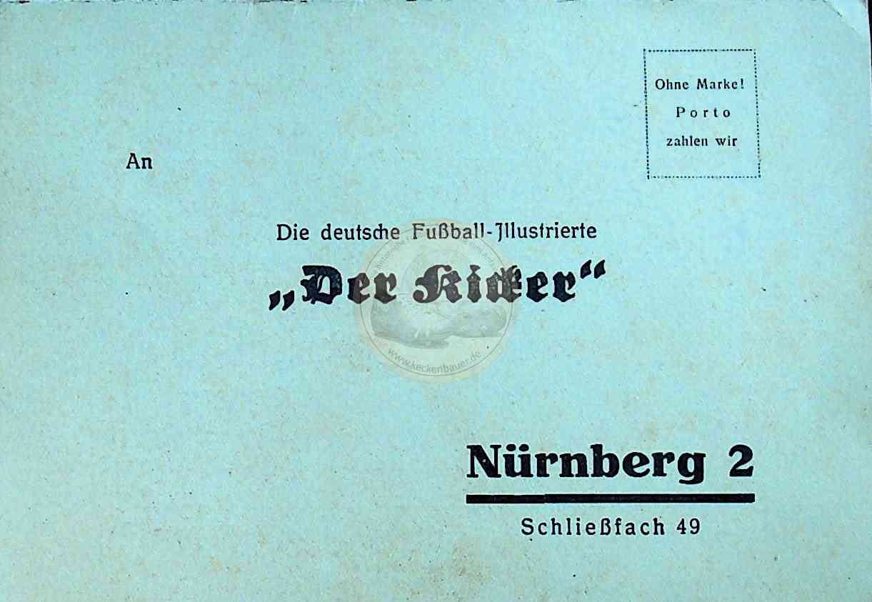 Kicker Bestellkarte 1930er Jahre 