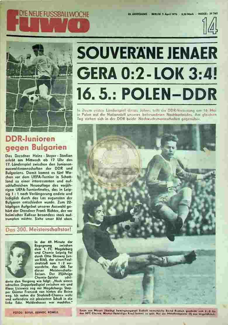 1970 April 7. Die neue Fussballwoche fuwo Nr. 14