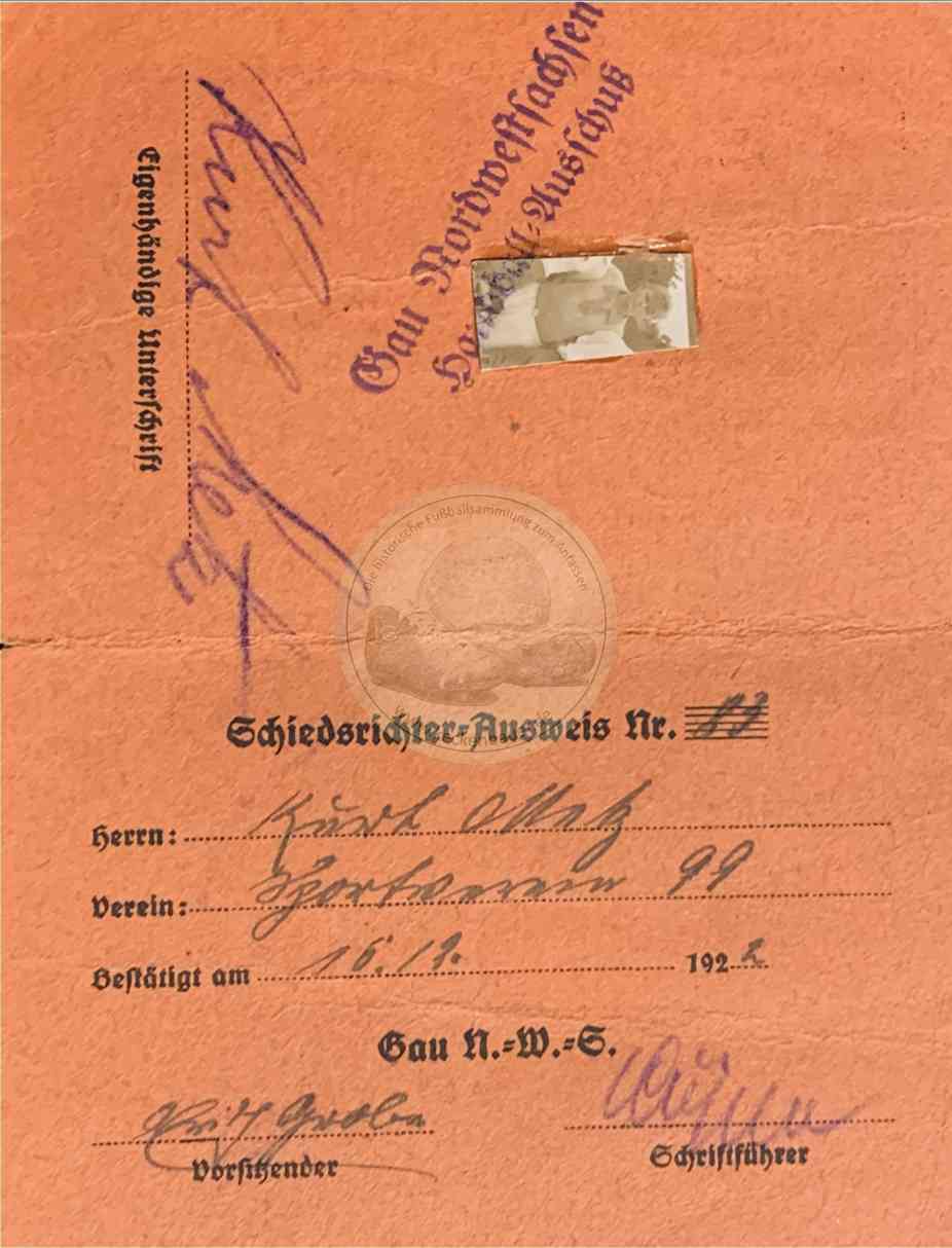 1922 Schiedsrichterausweis 