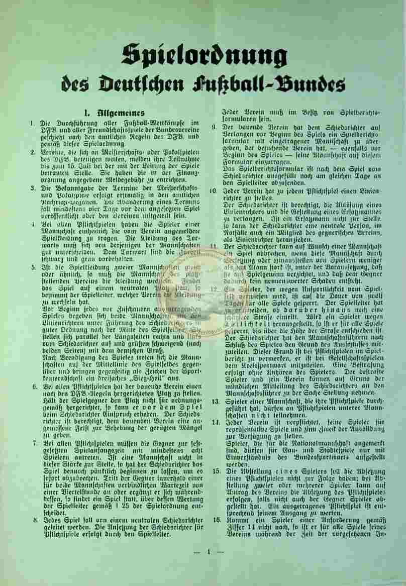 1934 Spielordnung des DFB