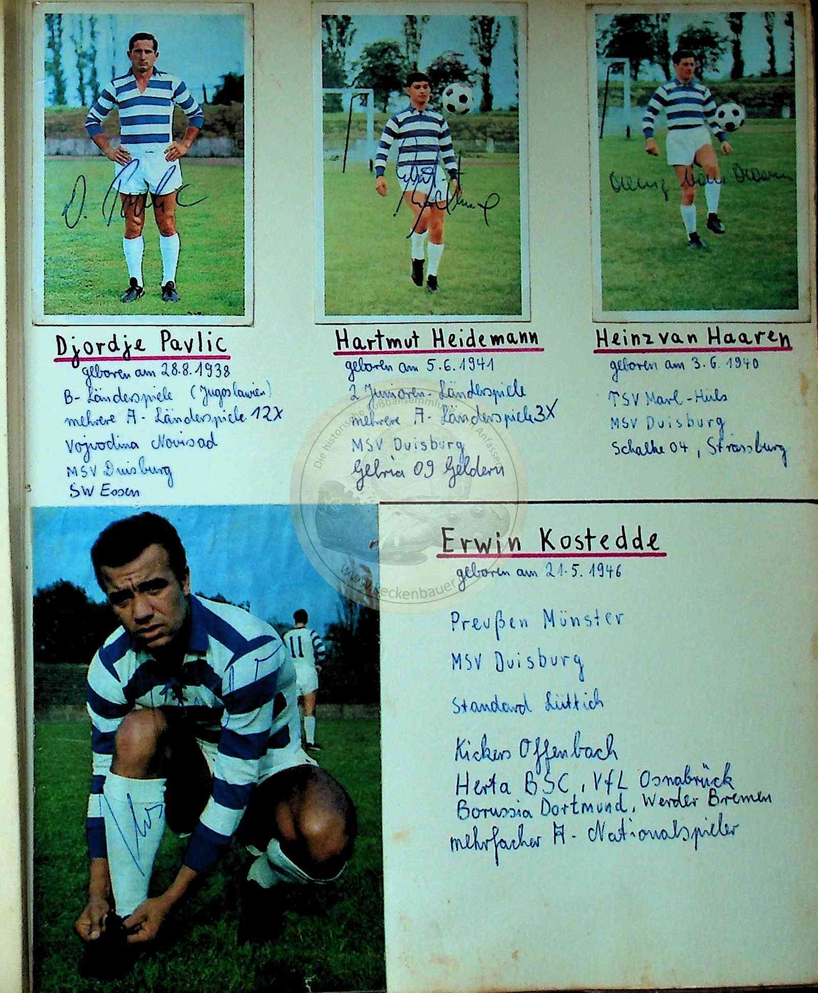 49 Autogramme Duisburg Pavlic Heidemann Haaren Kostedde