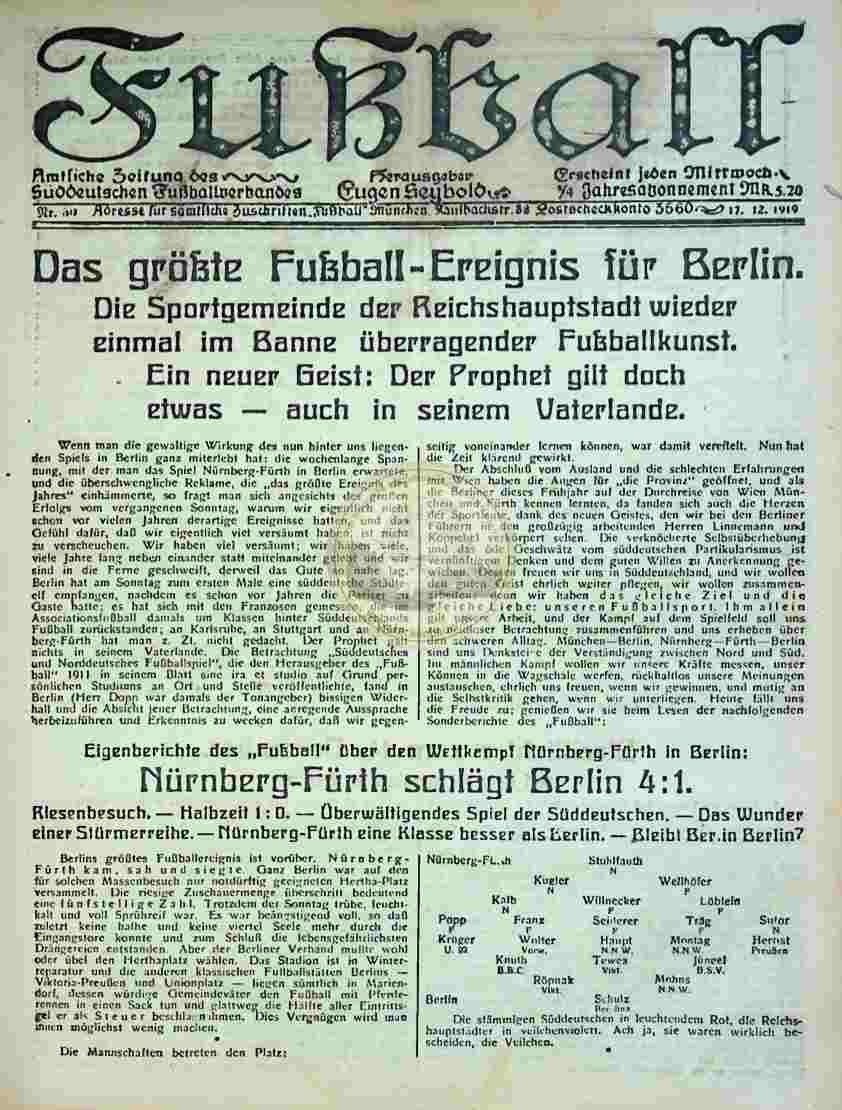 1919 Dezember 17. Fußball Nr.50