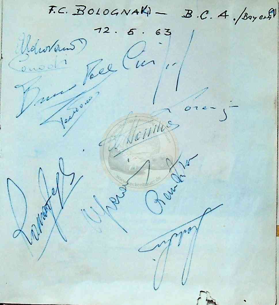 13 19630512 Autogramme vom Spiel Bologna gegen Augsburg