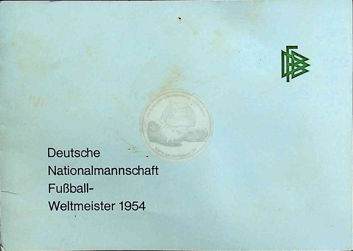 Karte mit den gedruckten Autogrammen der Weltmeister von 1954