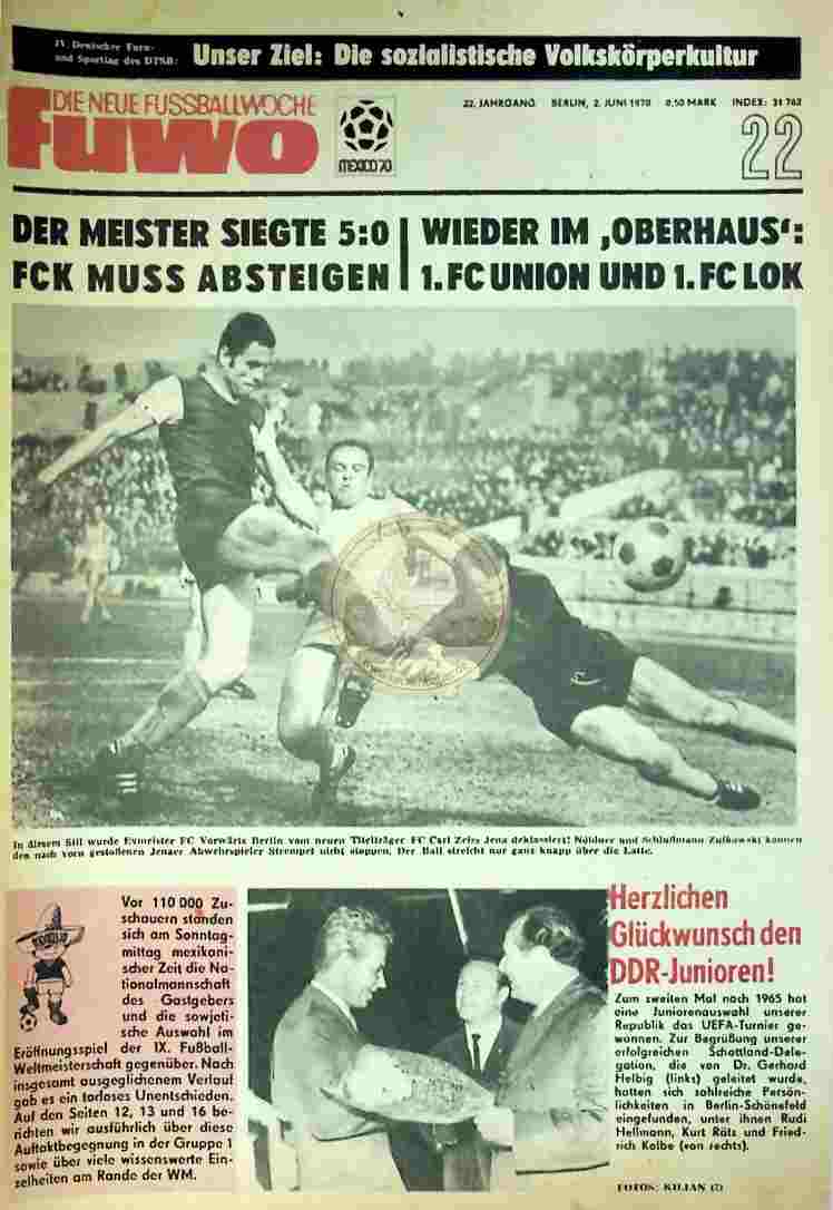 1970 Juni 2. Die neue Fussballwoche fuwo Nr. 22