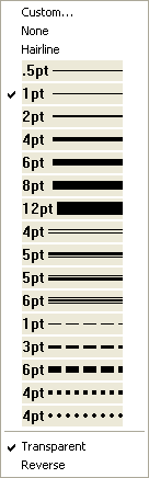 Рис. 9.21. Пунктирные линии с различными цветами обводок и атрибутов Reverse и None